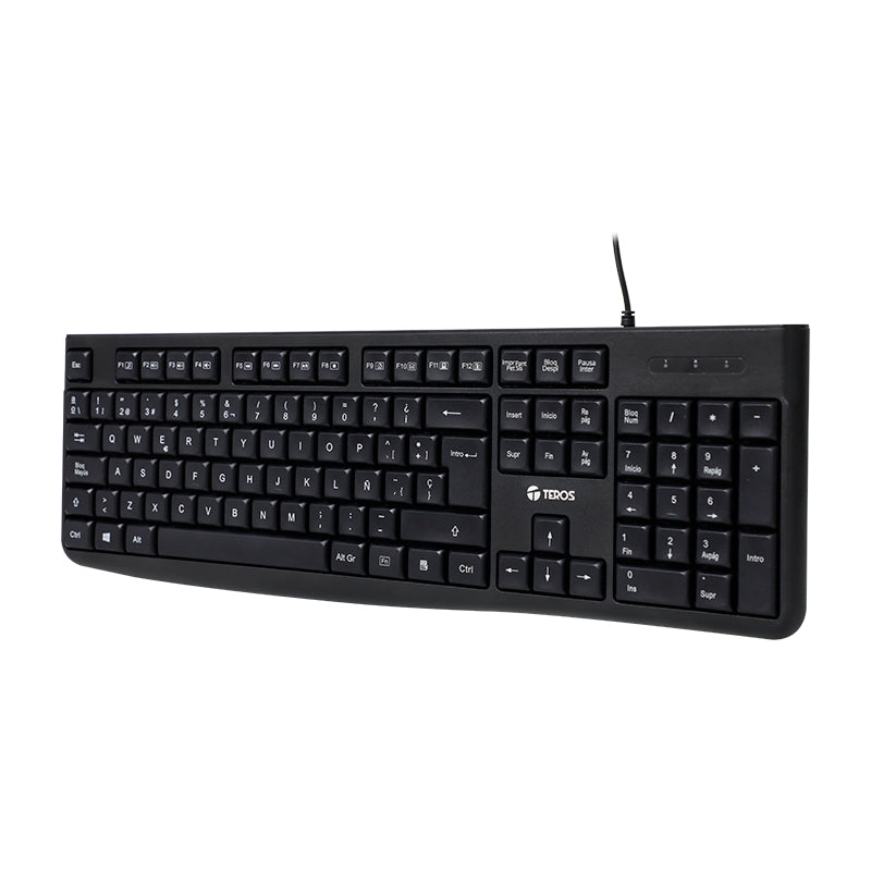 TECLADO MULTIMEDIA TEROS TE-4067S USB 2.0 NEGRO CON TECLAS DE ACCESO RÁPIDO Y DISEÑO ERGONÓMICO