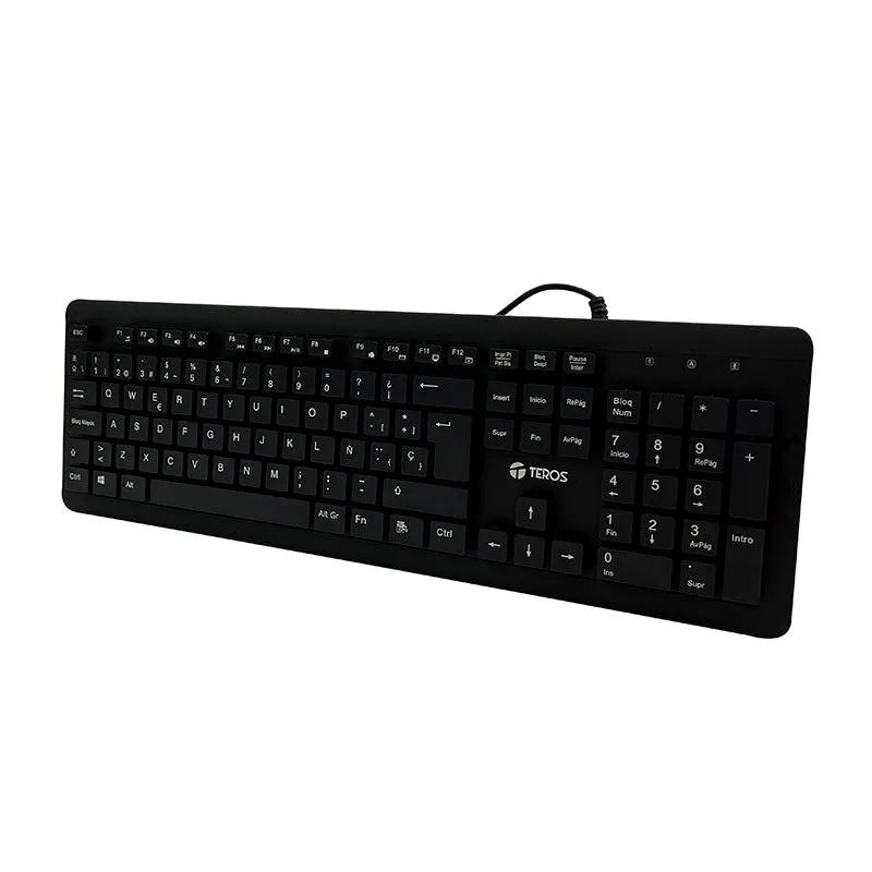 TECLADO TEROS TE-4065N: SELLADO, LAVABLE, A PRUEBA DE AGUA IPX7, CONEXIÓN USB, COLOR NEGRO