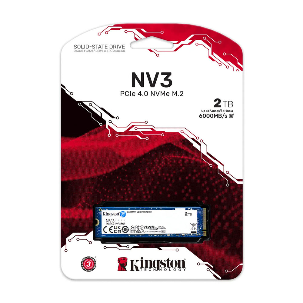 SSD KINGSTON NV3 2000GB NVME M.2 PCIE 4.0 - ALTA VELOCIDAD Y RENDIMIENTO DE ALMACENAMIENTO SOLIDO