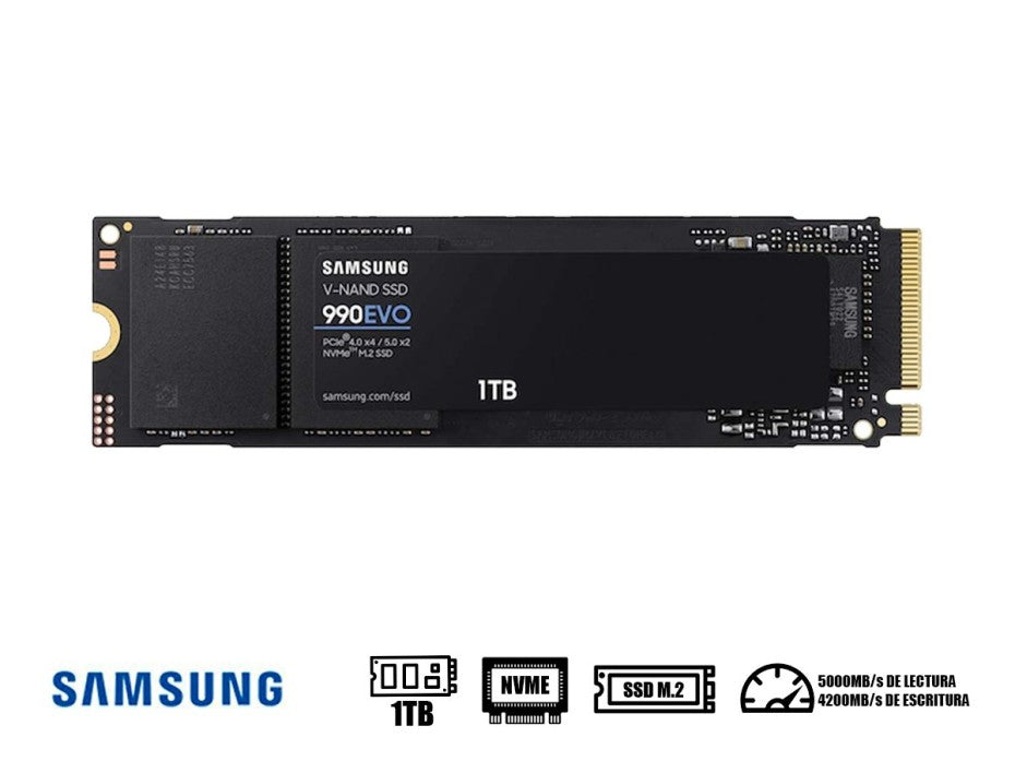 DISCO SSD SAMSUNG 990 EVO 1TB M.2 2280, PCIE GEN 4.0 X4 / 5.0 X2 NVME 2.0 PARA RENDIMIENTO SUPERIOR