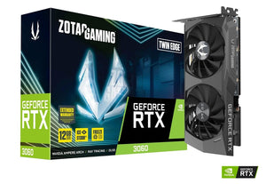 ZOTAC GAMING GEFORCE RTX 3060 TWIN EDGE 12GB GDDR6 PCI EXPRESS 4 0 3584 CUDA CORES ICESTORM COOLING